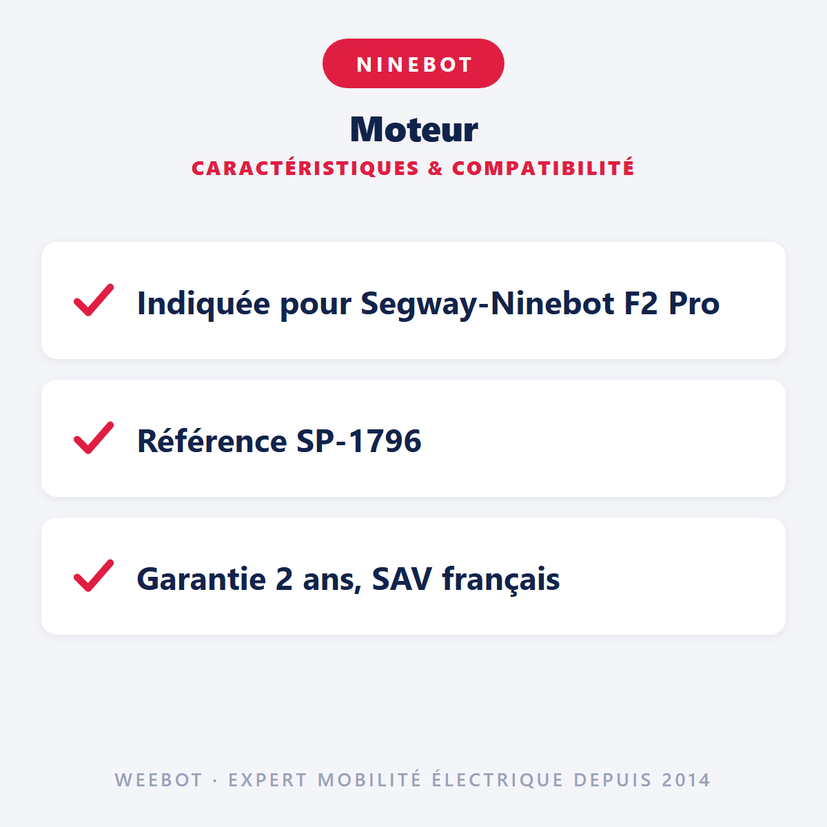 Moteur pour Trottinette Électrique Ninebot Segway F2 Pro - Weebot