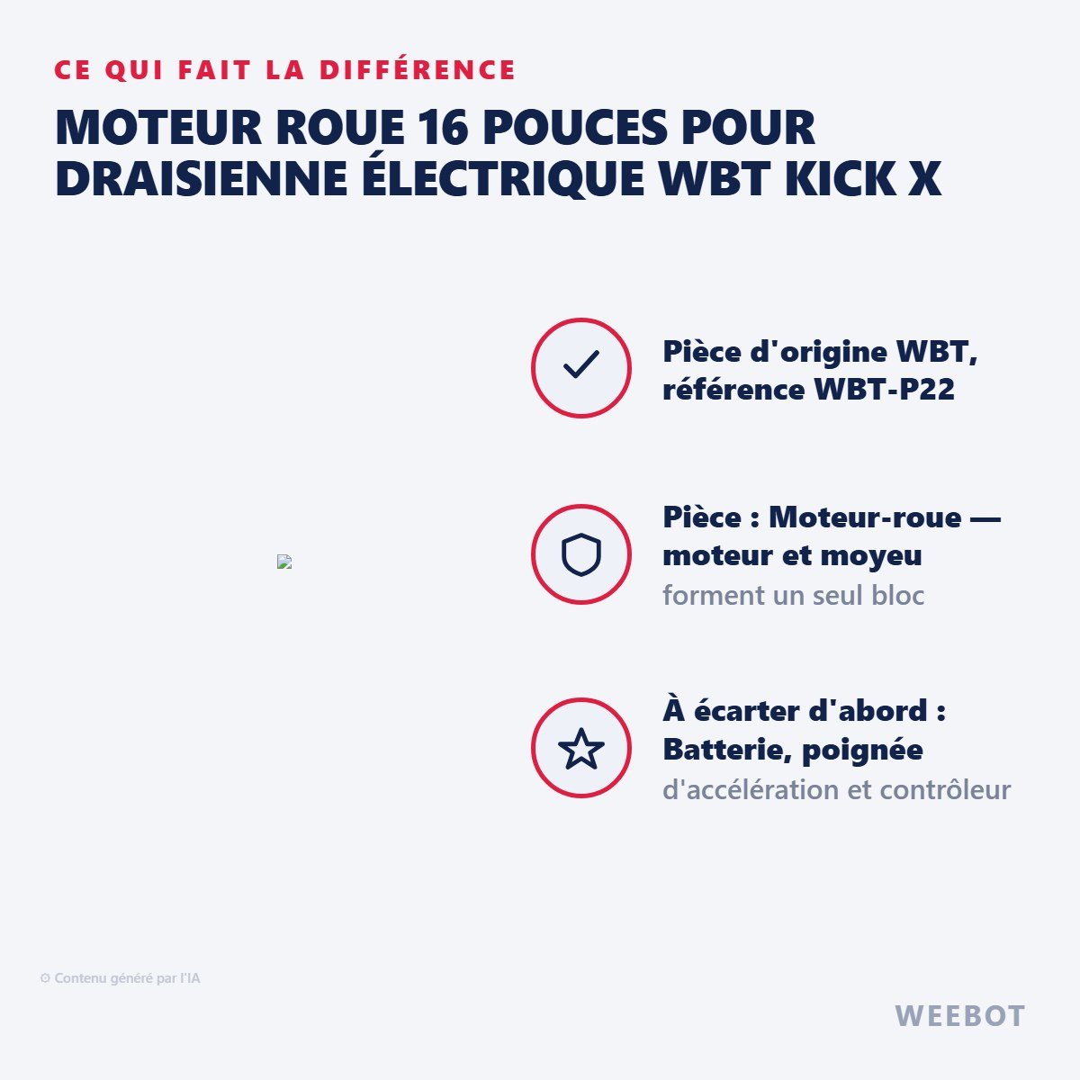 Moteur Roue 16 Pouces pour Draisienne Électrique WBT Kick X - Weebot