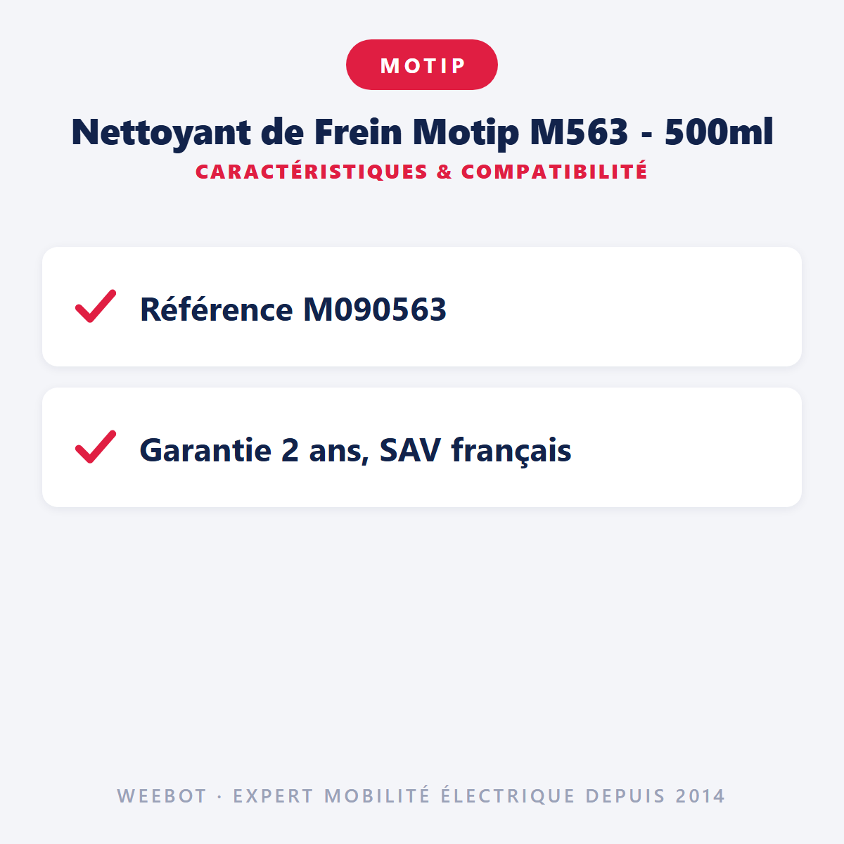 Nettoyant de Frein Motip M563 - 500ml : caractéristiques et compatibilité