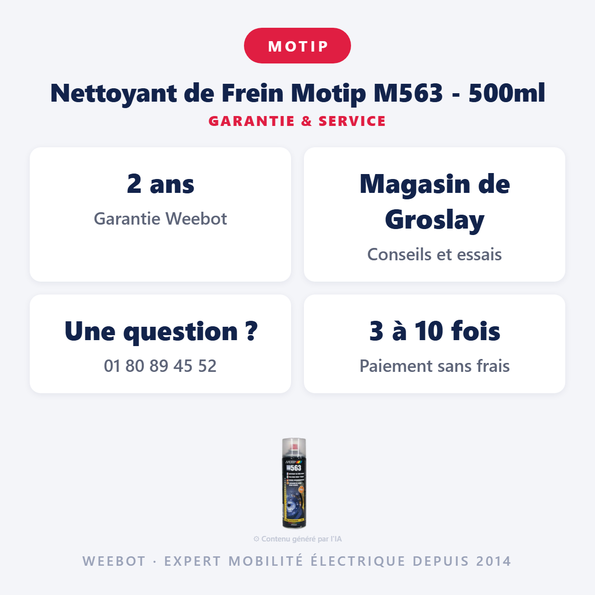 Nettoyant de Frein Motip M563 - 500ml : garantie 2 ans et service après-vente