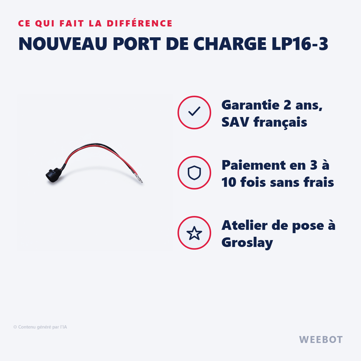 Nouveau Port de Charge LP16-3 pour Trottinette Electrique Dualtron Minimotors - Weebot