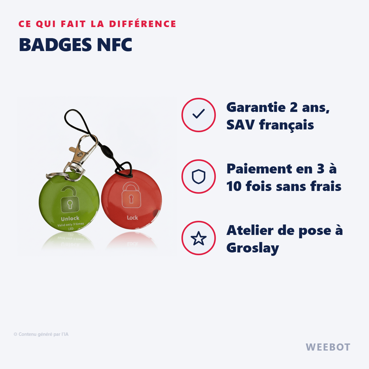 Badges NFC (Vert/Rouge) pour Trottinette Electrique Teverun - Weebot