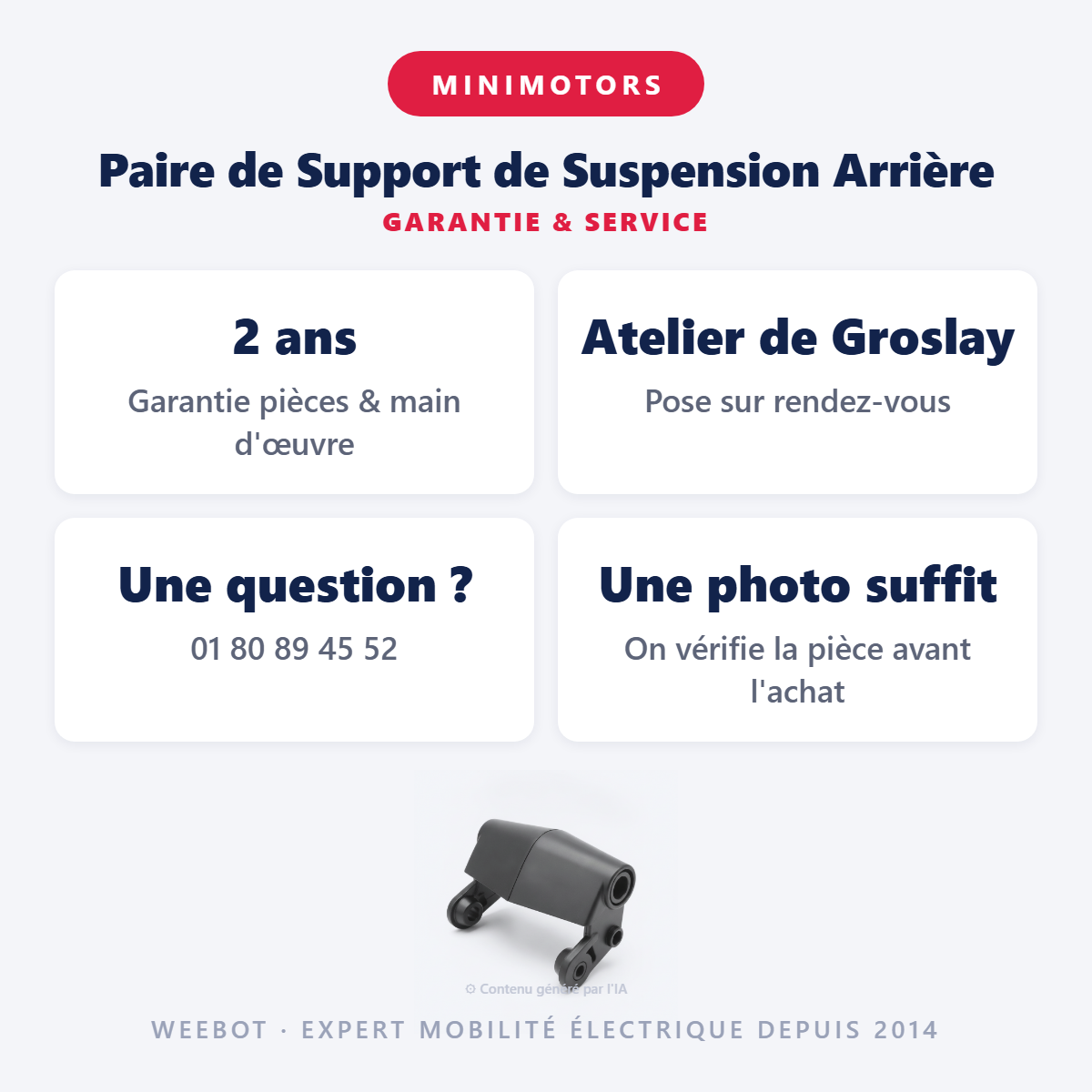Paire de Support de Suspension Arrière : garantie 2 ans et service après-vente