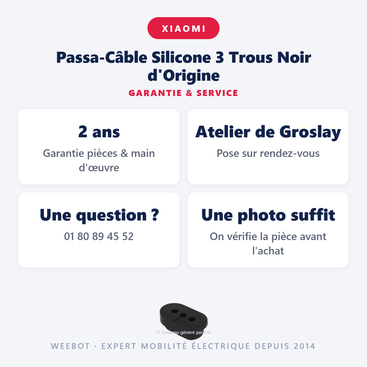 Passa-Câble Silicone 3 Trous Noir d'Origine : garantie 2 ans et service après-vente