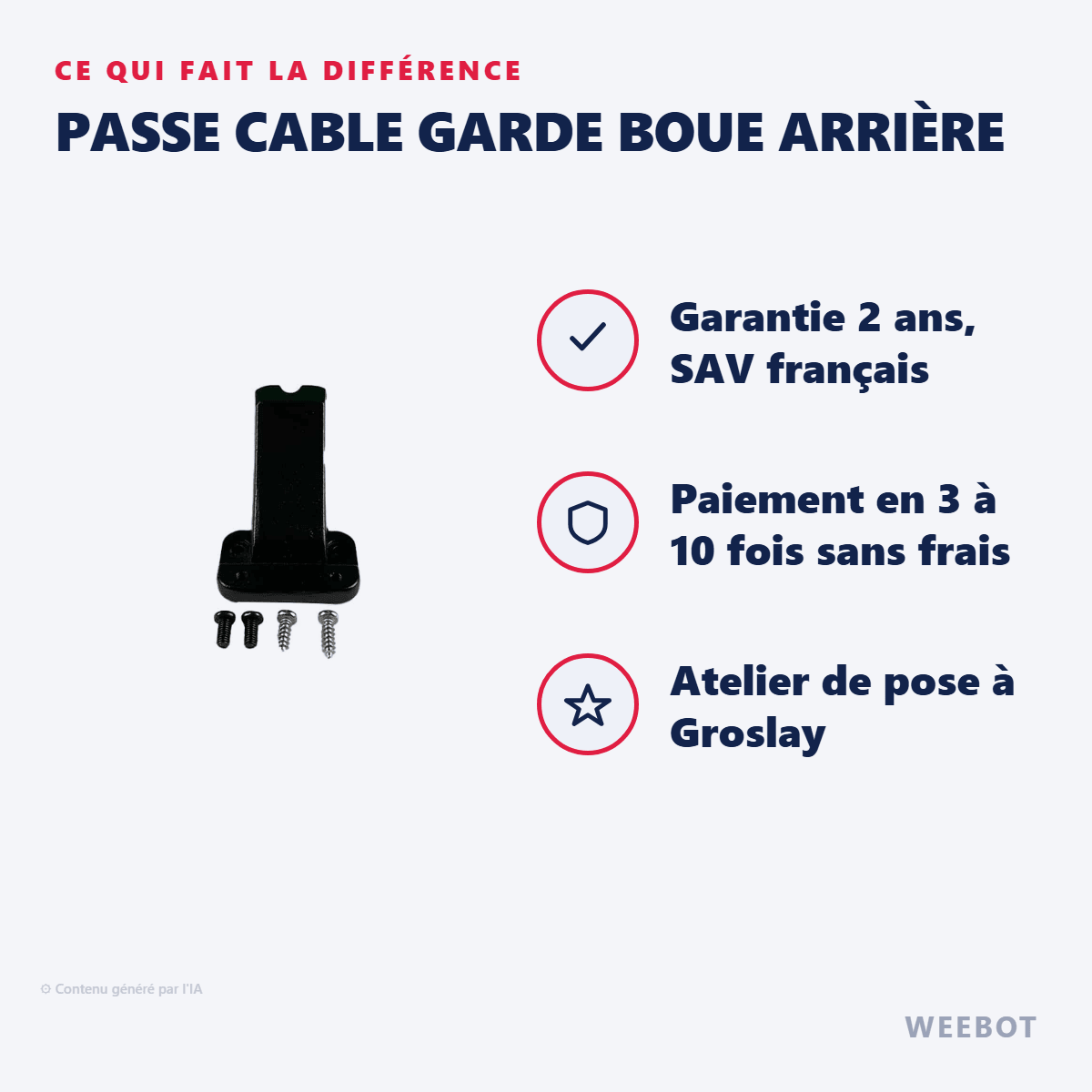 Passe Cable Garde Boue Arrière pour Trottinette Électrique Xiamoi Pro 2 - Weebot