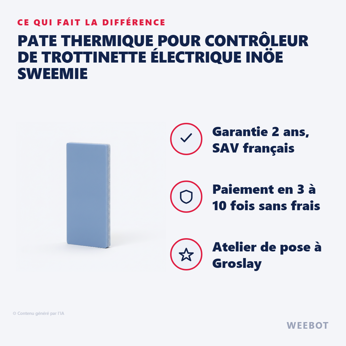 Pate Thermique pour Contrôleur de trottinette Électrique Inöe Sweemie : les points forts