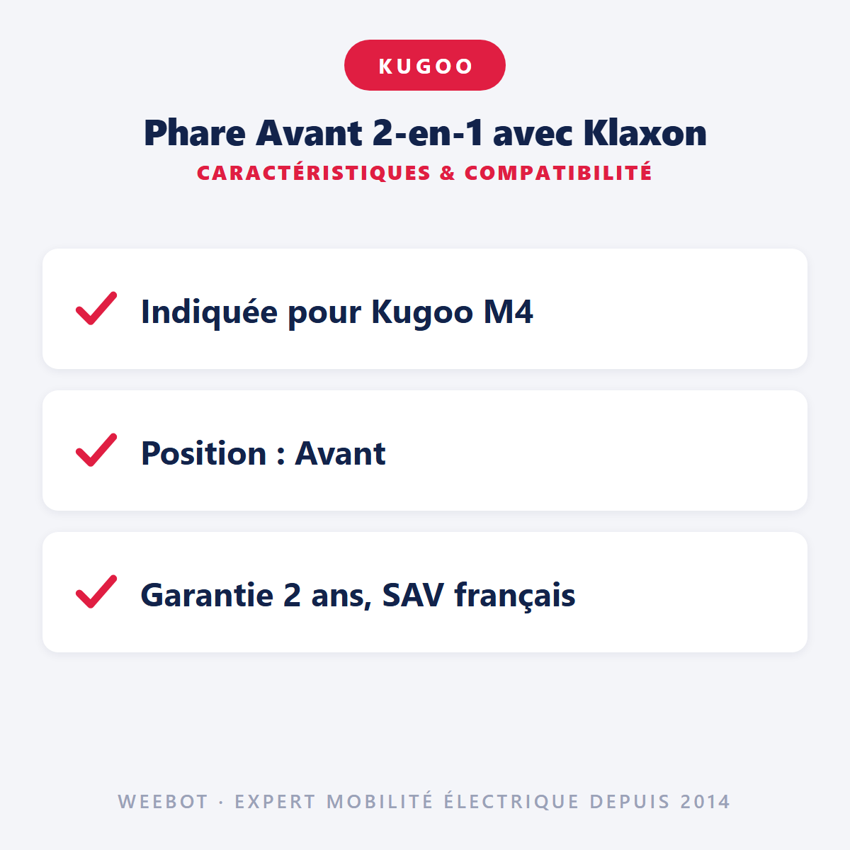 Phare Avant 2-en-1 avec Klaxon : caractéristiques et compatibilité
