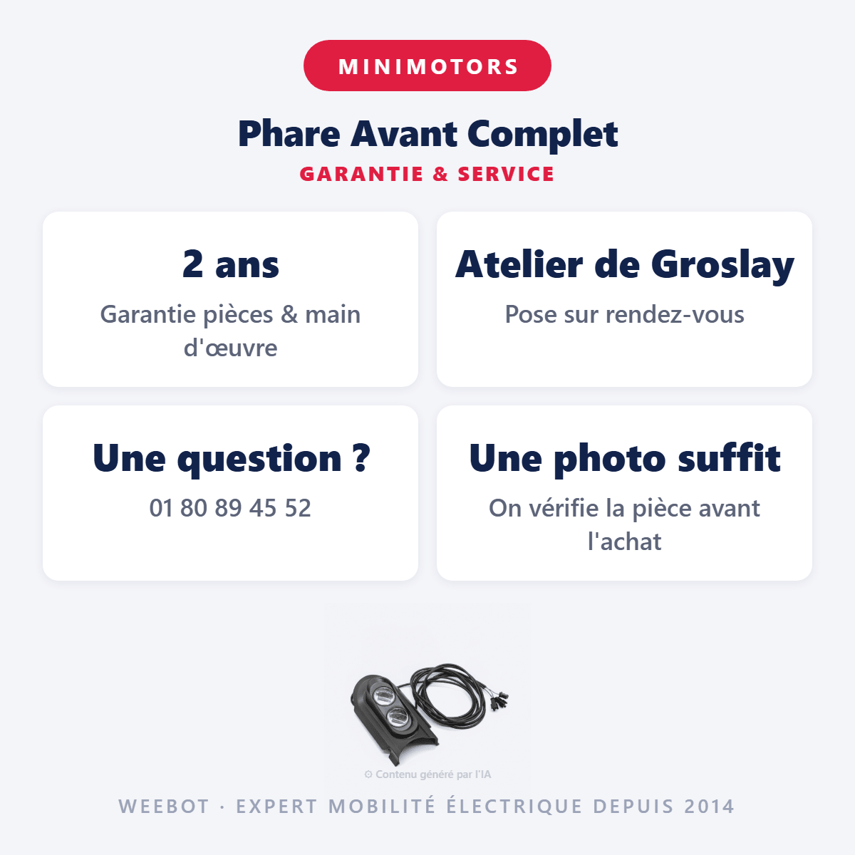 Phare Avant Complet pour Trottinette Electrique Dualtron Popular - Weebot