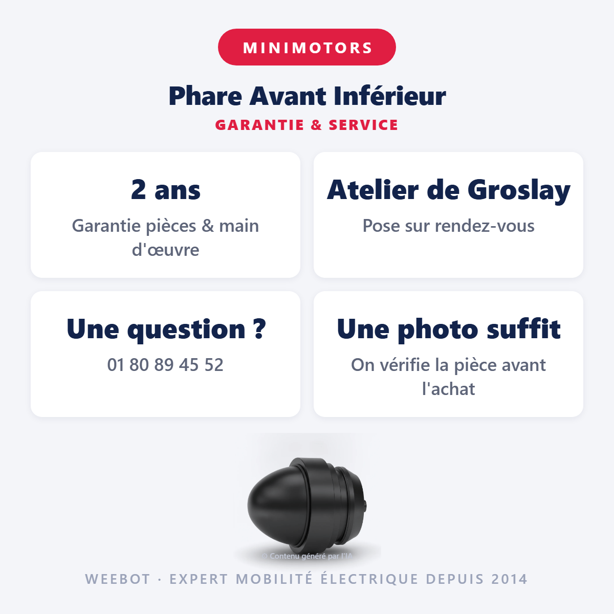 Phare Avant Inférieur : garantie 2 ans et service après-vente