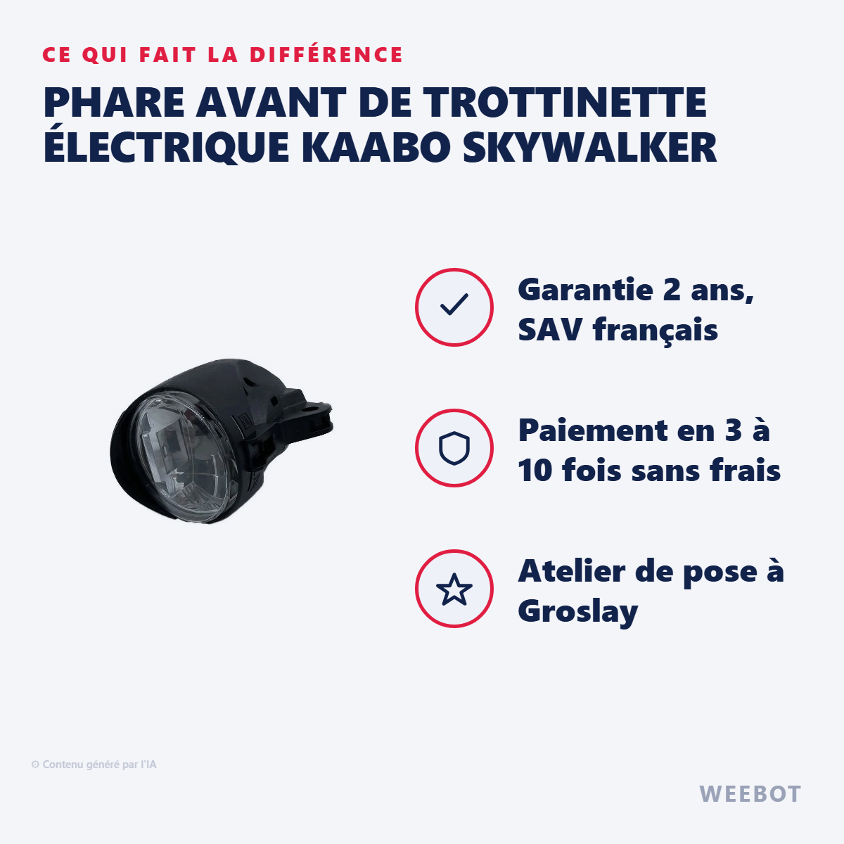 Phare Avant de Trottinette Électrique Kaabo Skywalker : les points forts