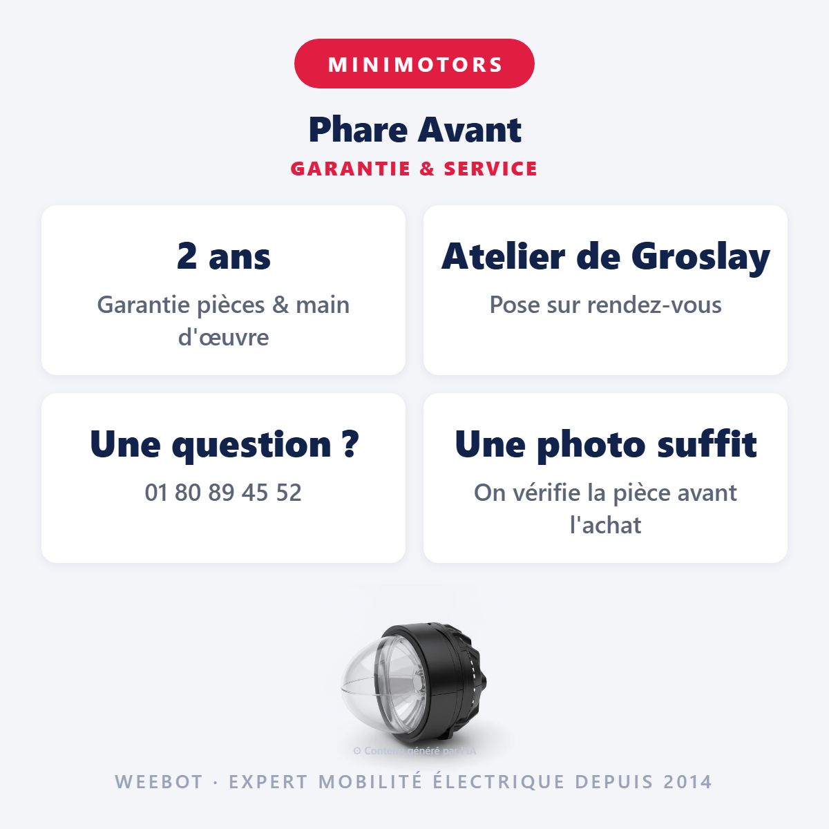 Phare Avant : garantie 2 ans et service après-vente