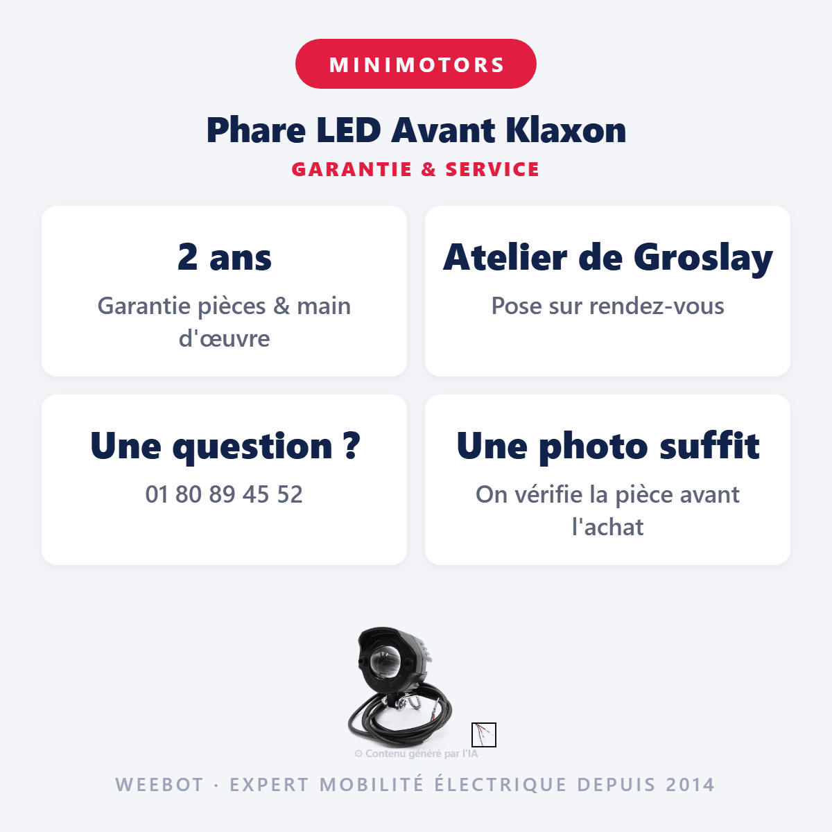 Phare LED Avant Klaxon pour Trottinette Électrique Dualtron Forever - Weebot