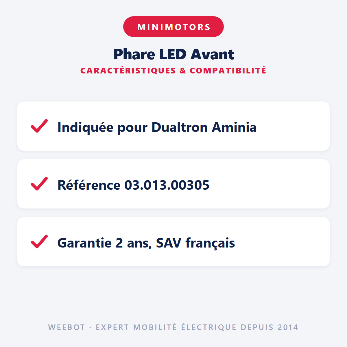Phare LED Avant pour Trottinette Électrique Dualtron Aminia Avec Klaxon - Weebot