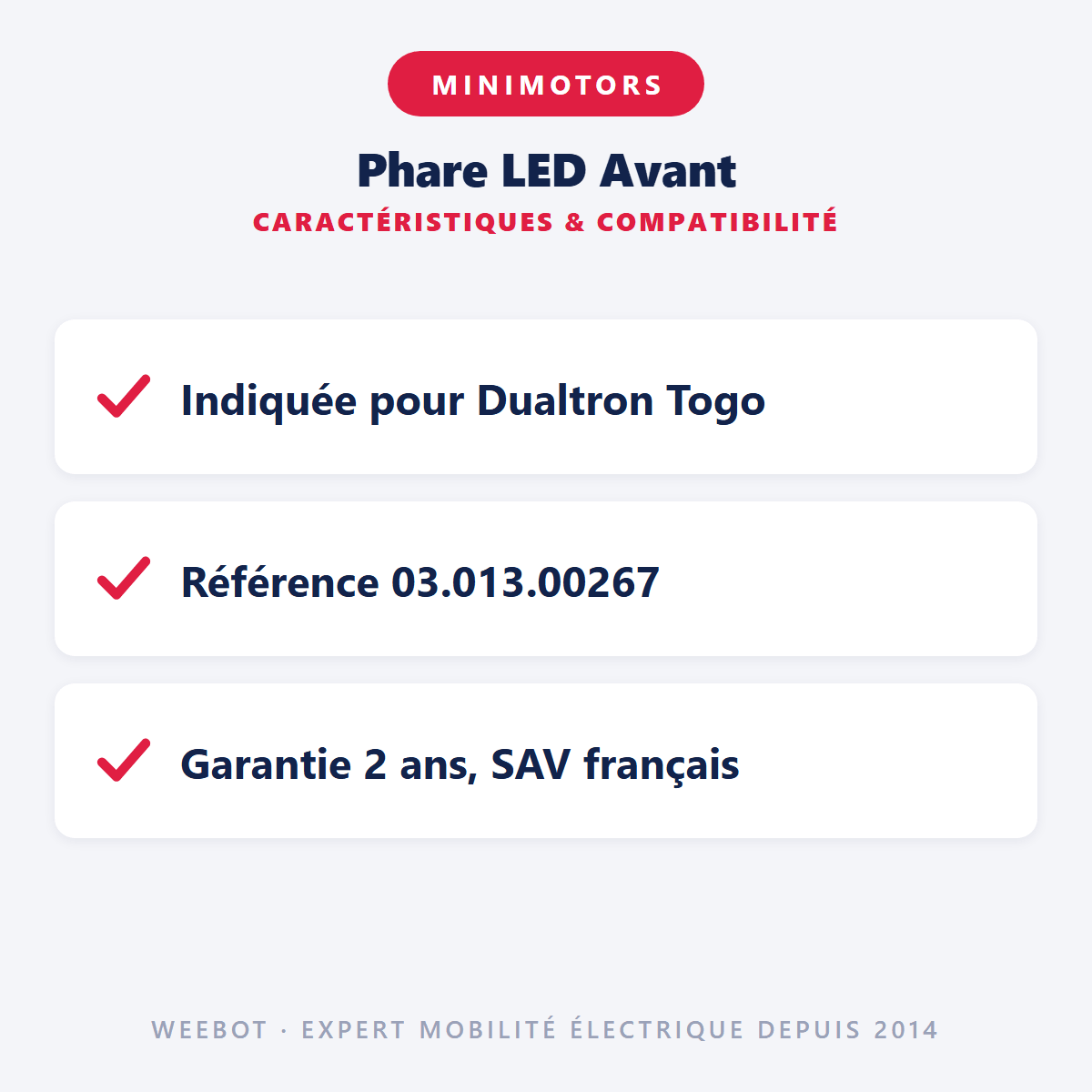 Phare LED Avant pour Trottinette Électrique Dualtron Togo Ltd Avec Klaxon - Weebot