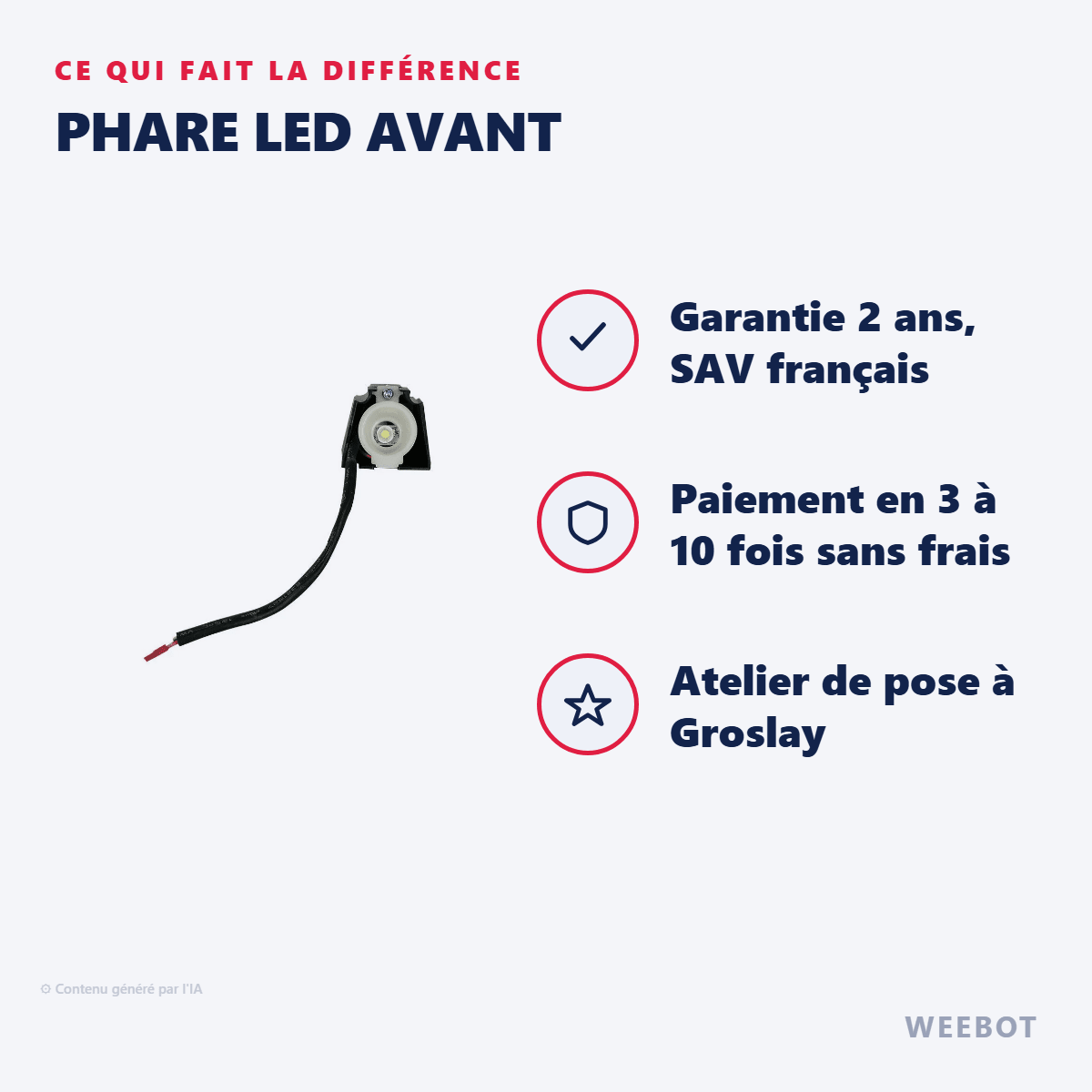 Phare LED Avant pour Trottinette Électrique Wispeed T855 / T850 - Weebot