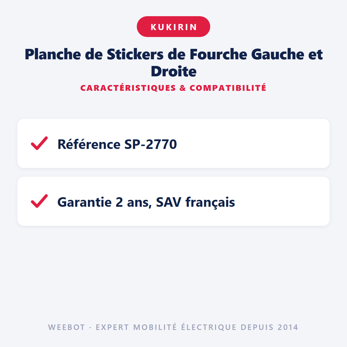 Planche de Stickers de Fourche Gauche et Droite : caractéristiques et compatibilité