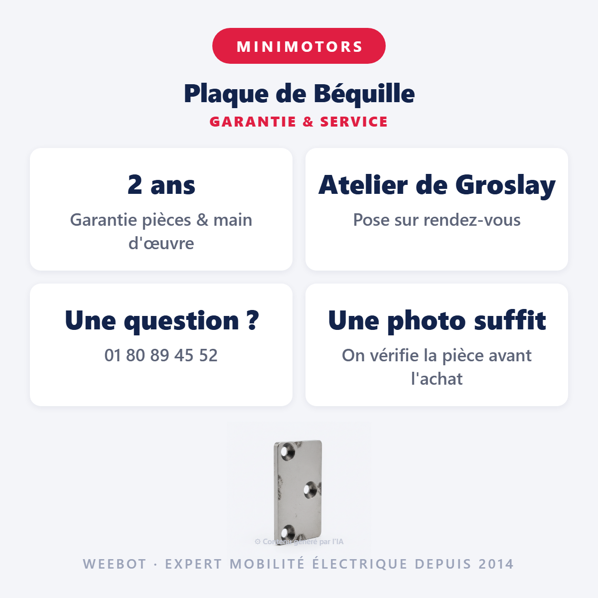 Plaque de Béquille : garantie 2 ans et service après-vente