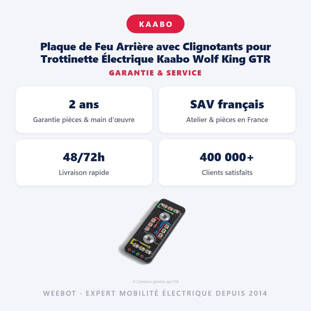 Plaque de Feu Arrière avec Clignotants pour Trottinette Électrique Kaabo Wolf King GTR - Weebot