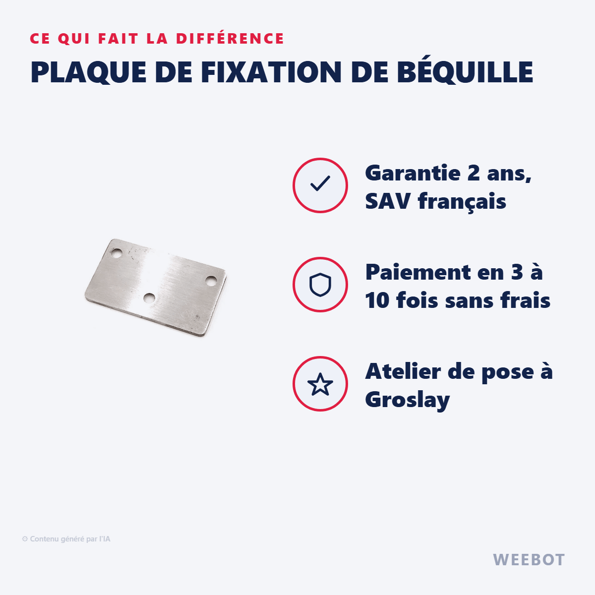 Plaque de fixation de béquille pour Trottinette Électrique Dualtron Thunder 3 / Victor Luxury Plus - Weebot