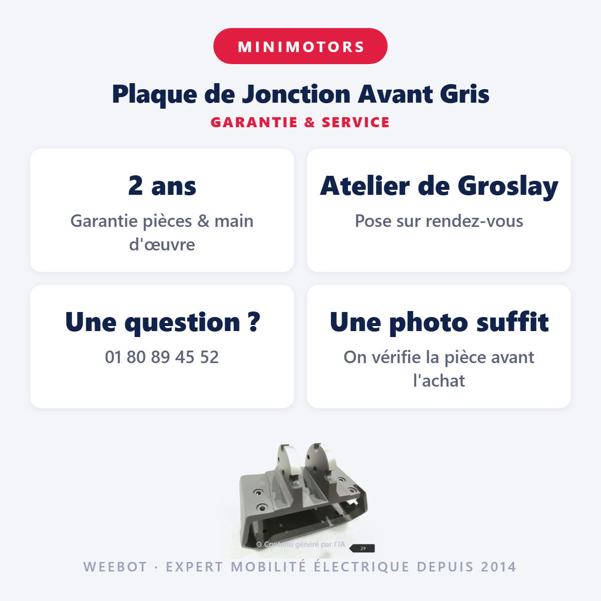 Plaque de Jonction Avant Gris : garantie 2 ans et service après-vente