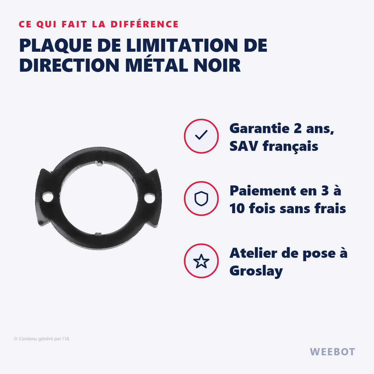 Plaque de Limitation de Direction Métal Noir : les points forts