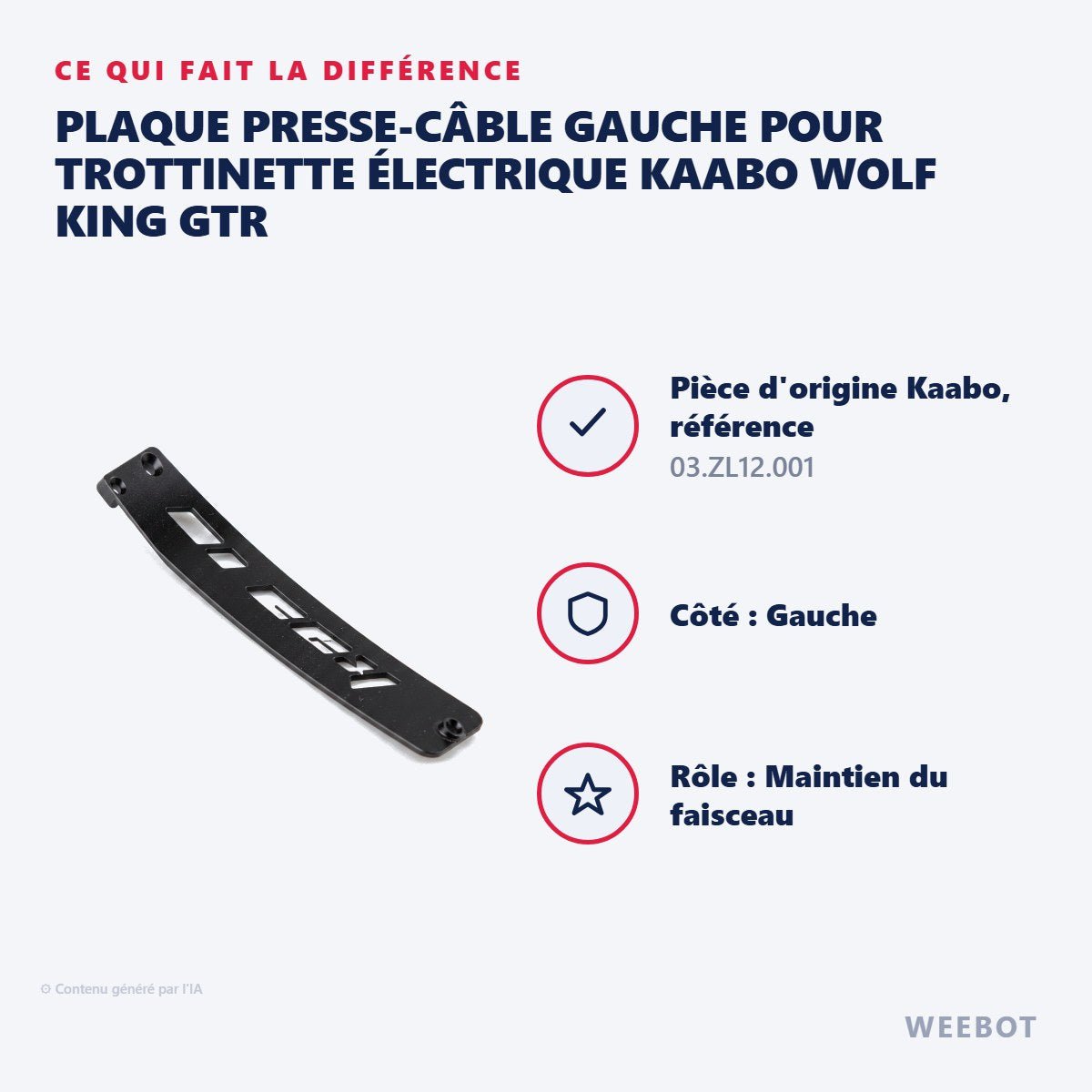 Plaque Presse-Câble Gauche pour Trottinette Électrique Kaabo Wolf King GTR - Weebot