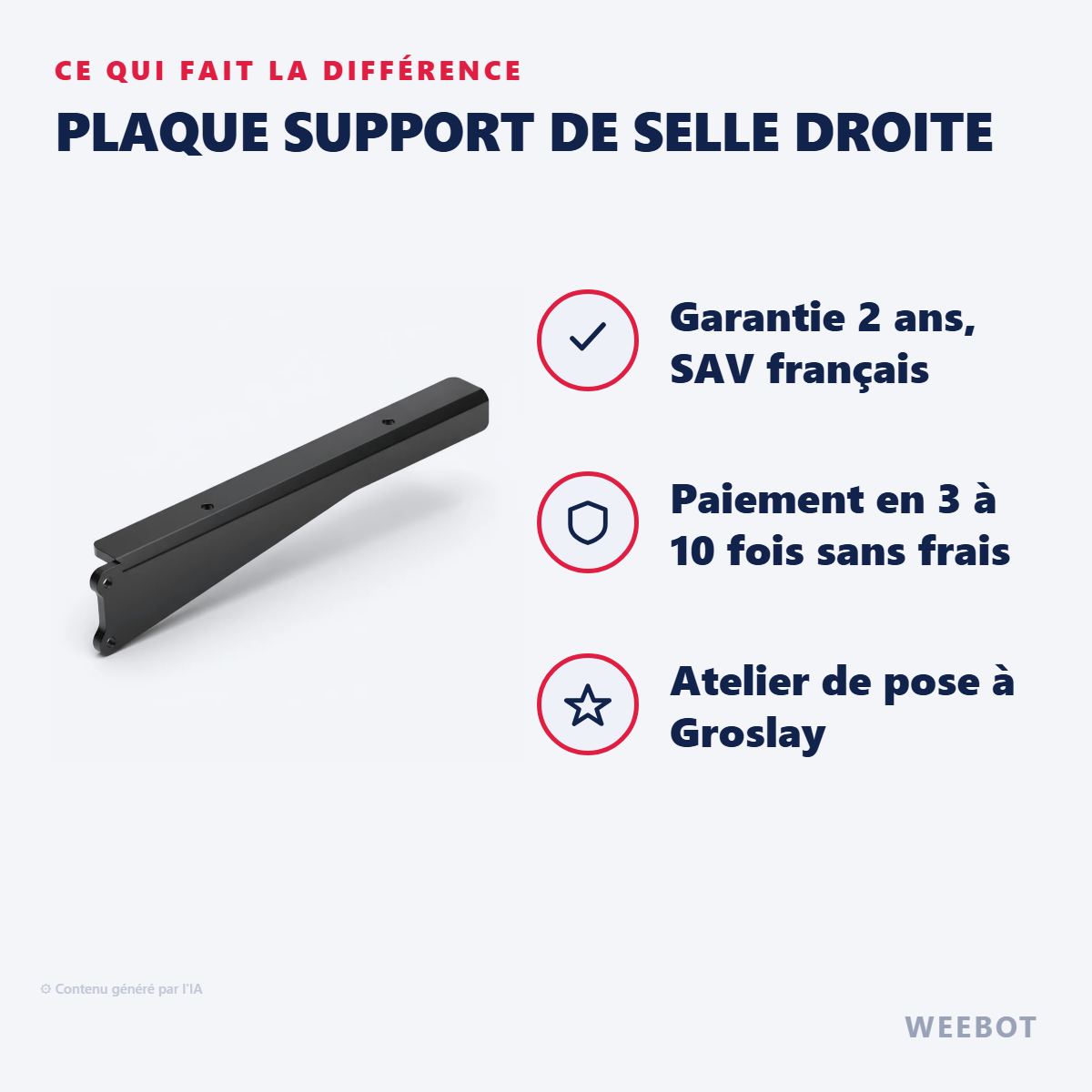 Plaque Support de Selle Droite : les points forts