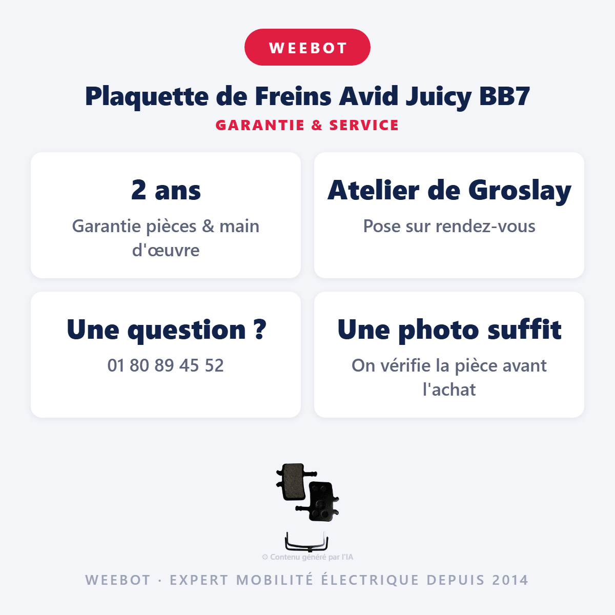 Plaquette de Freins Avid Juicy BB7 pour Trottinette Électrique - Weebot