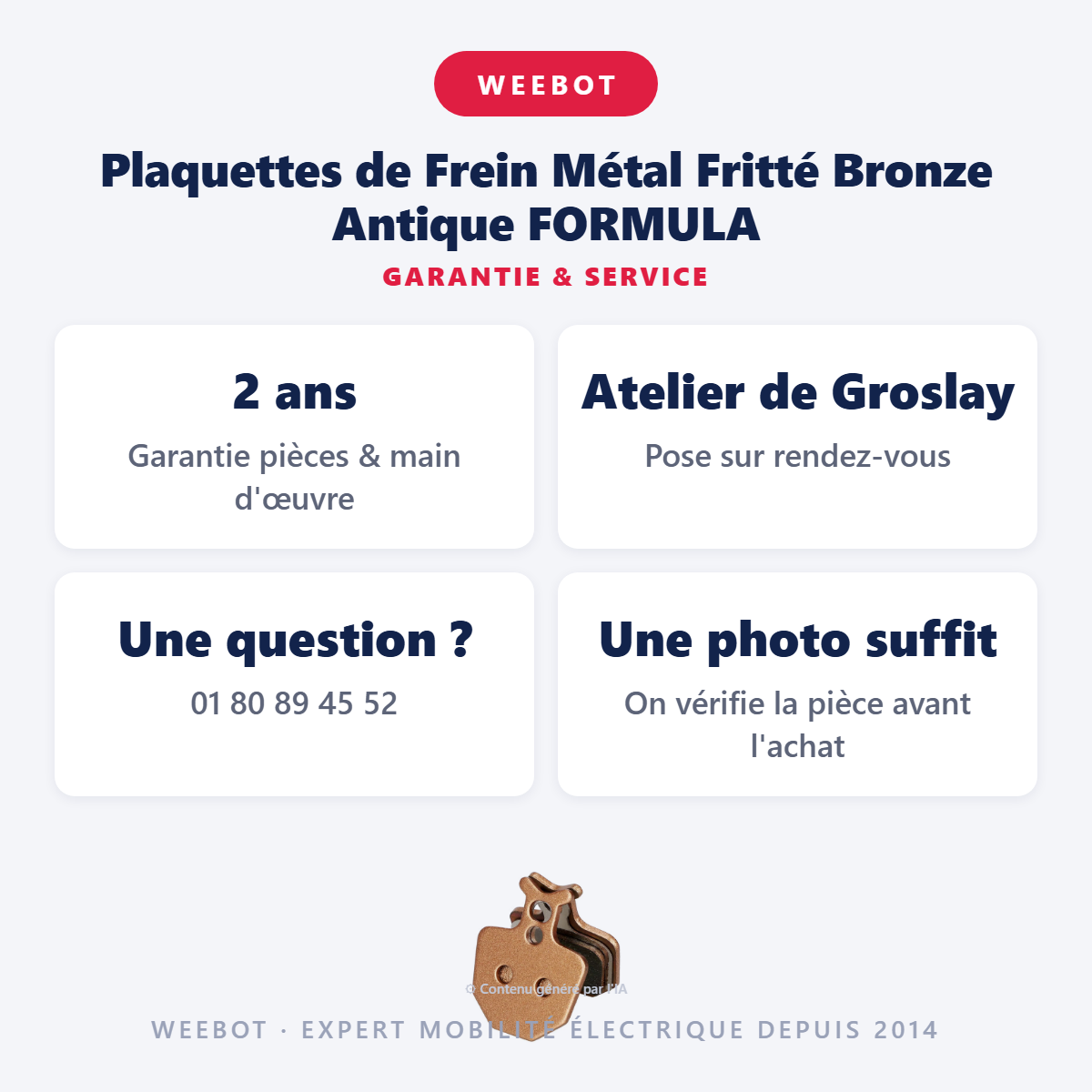 Plaquettes de Frein Métal Fritté Bronze Antique FORMULA : garantie 2 ans et service après-vente