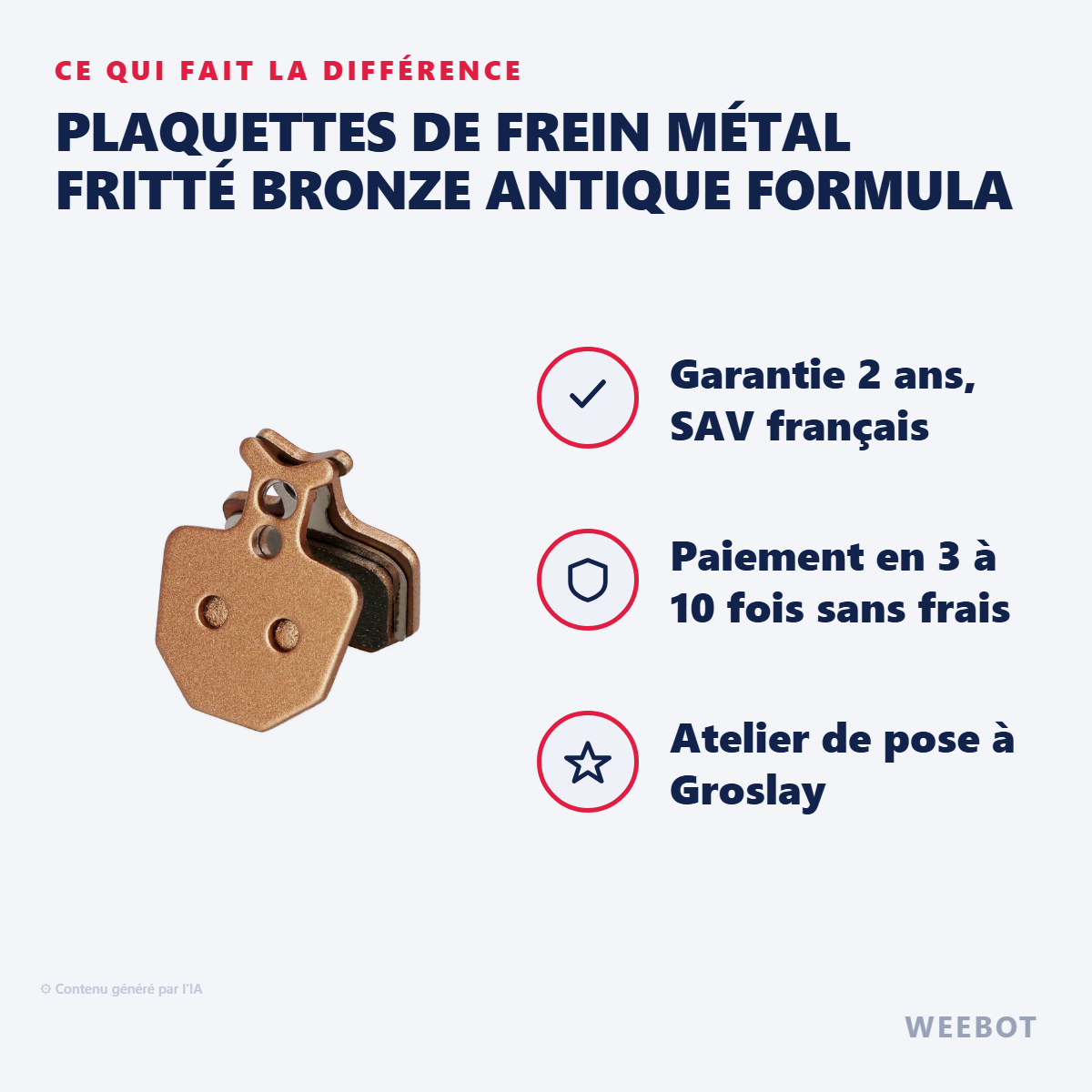 Plaquettes de Frein Métal Fritté Bronze Antique FORMULA : les points forts