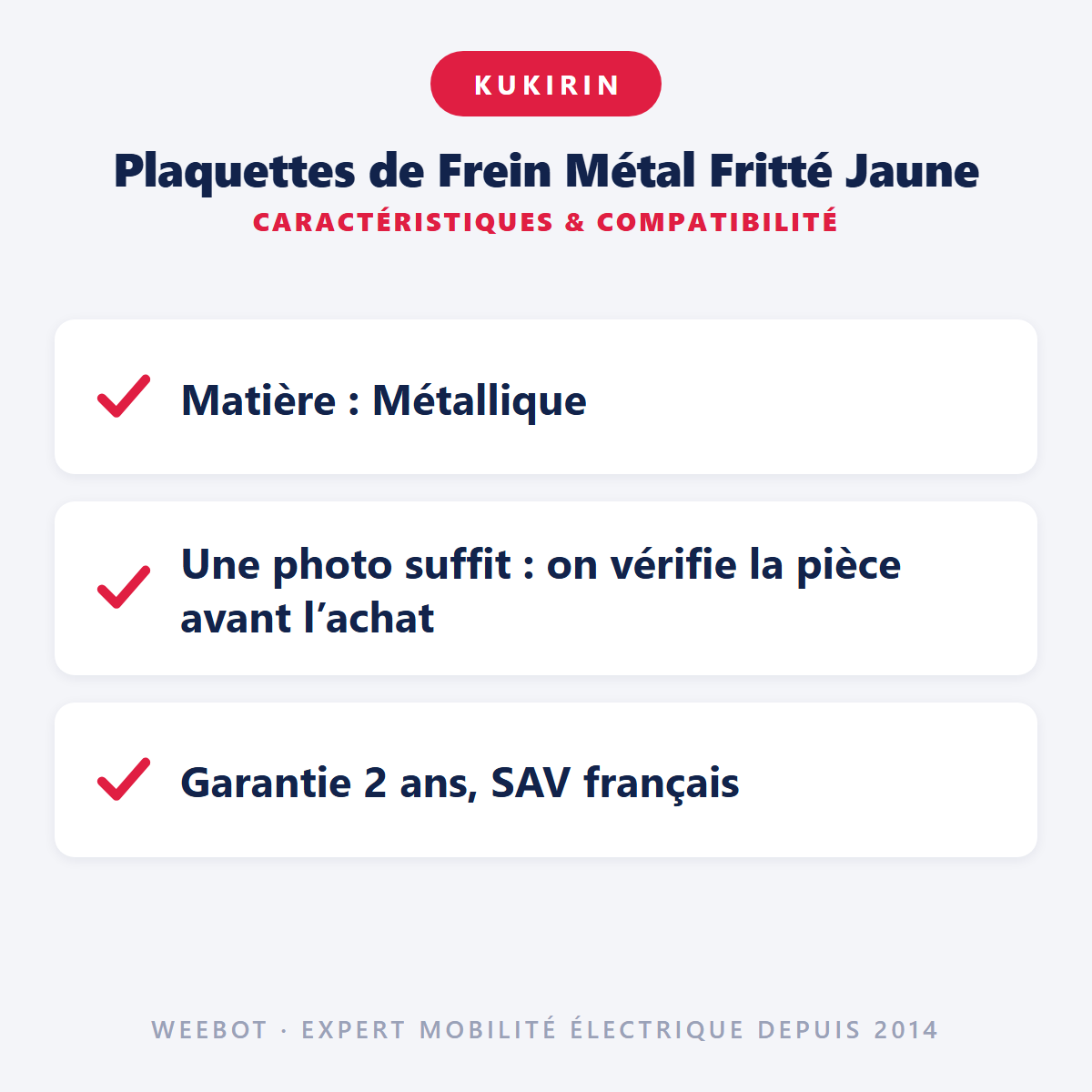 Plaquettes de Frein Métal Fritté Jaune : caractéristiques et compatibilité