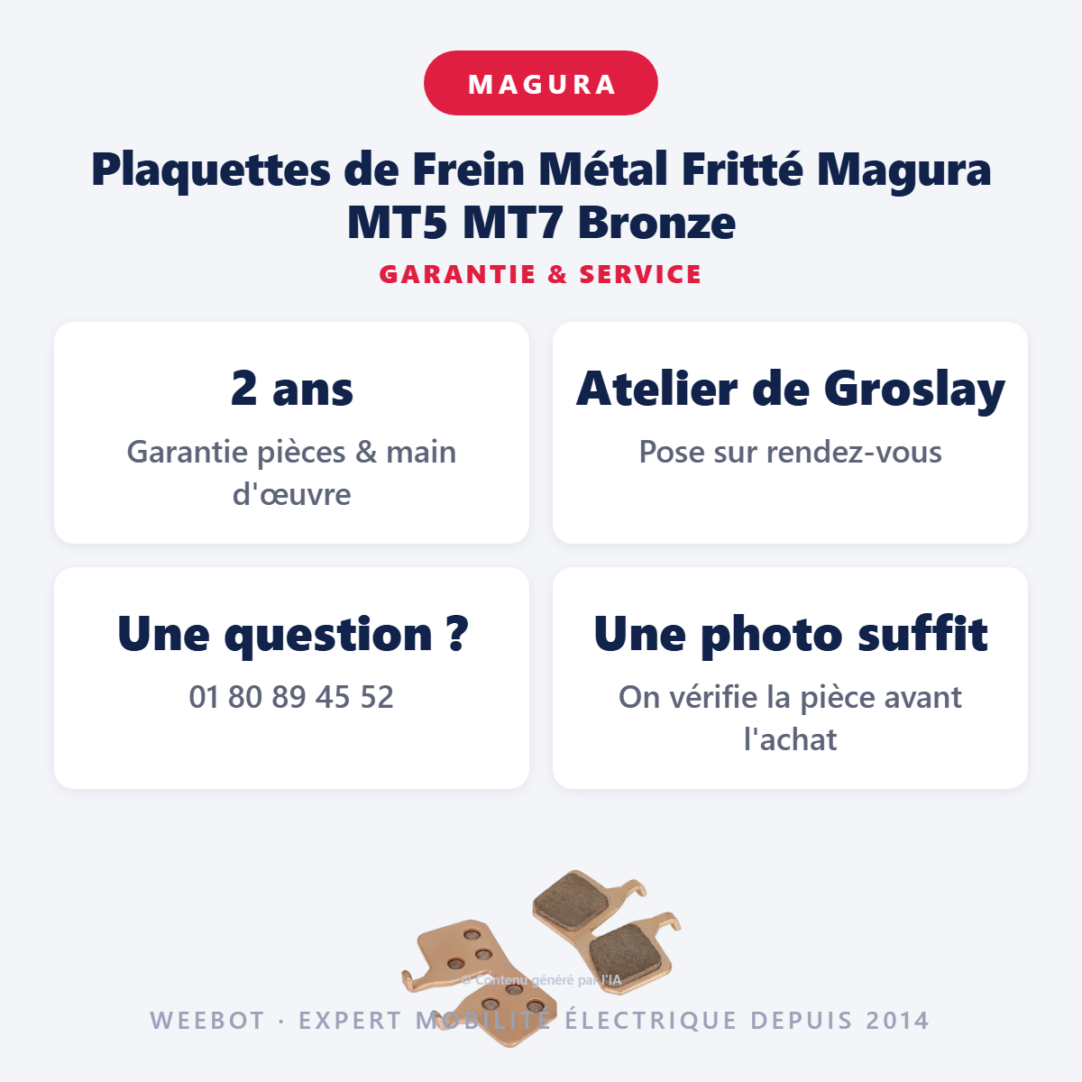 Plaquettes de Frein Métal Fritté Magura MT5 MT7 Bronze : garantie 2 ans et service après-vente