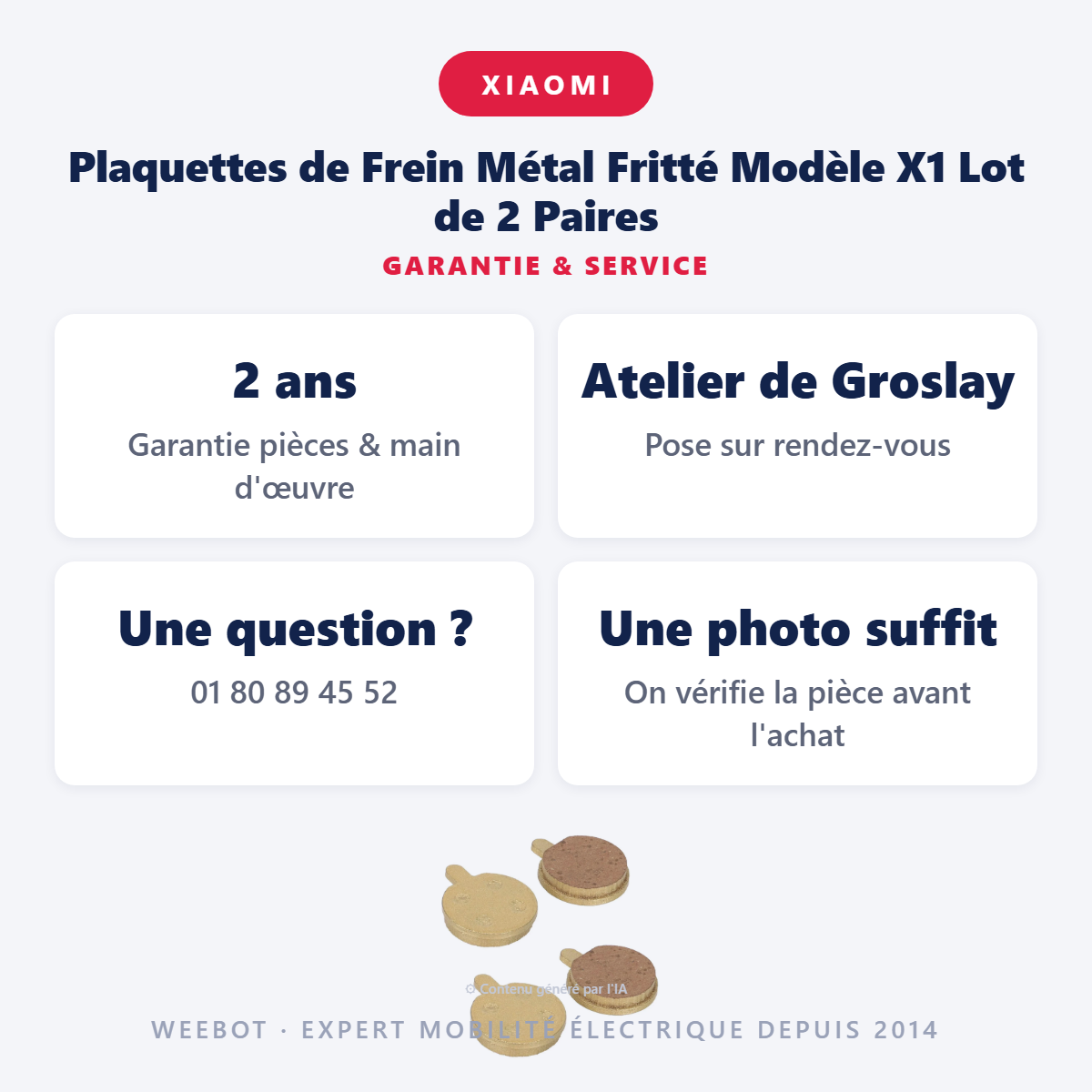 Plaquettes de Frein Métal Fritté Modèle X1 Lot de 2 Paires : garantie 2 ans et service après-vente