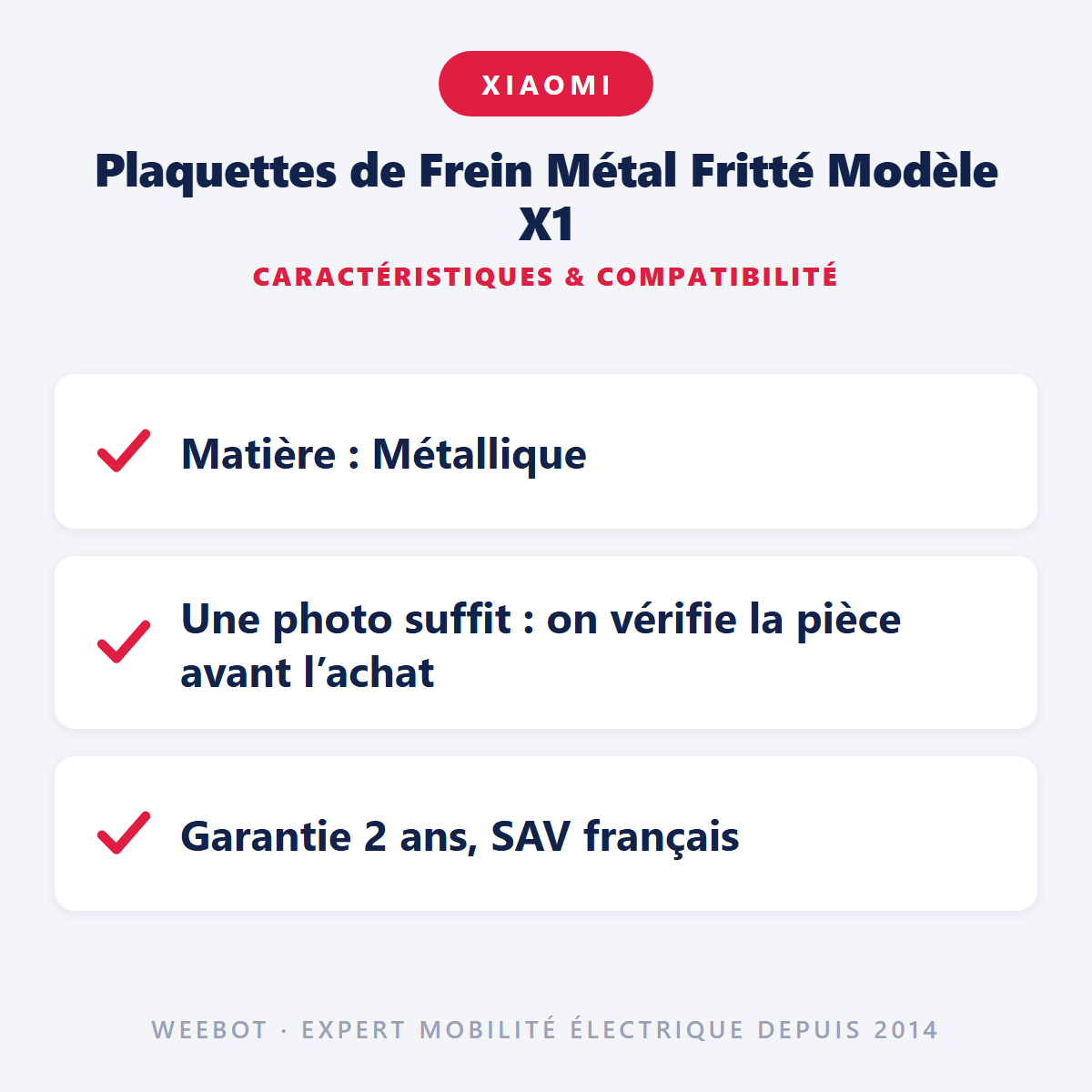 Plaquettes de Frein Métal Fritté Modèle X1 : caractéristiques et compatibilité