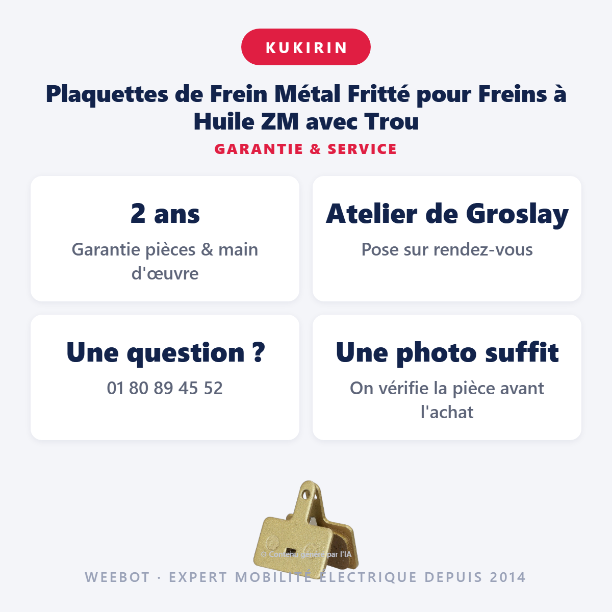 Plaquettes de Frein Métal Fritté pour Freins à Huile ZM avec Trou : garantie 2 ans et service après-vente