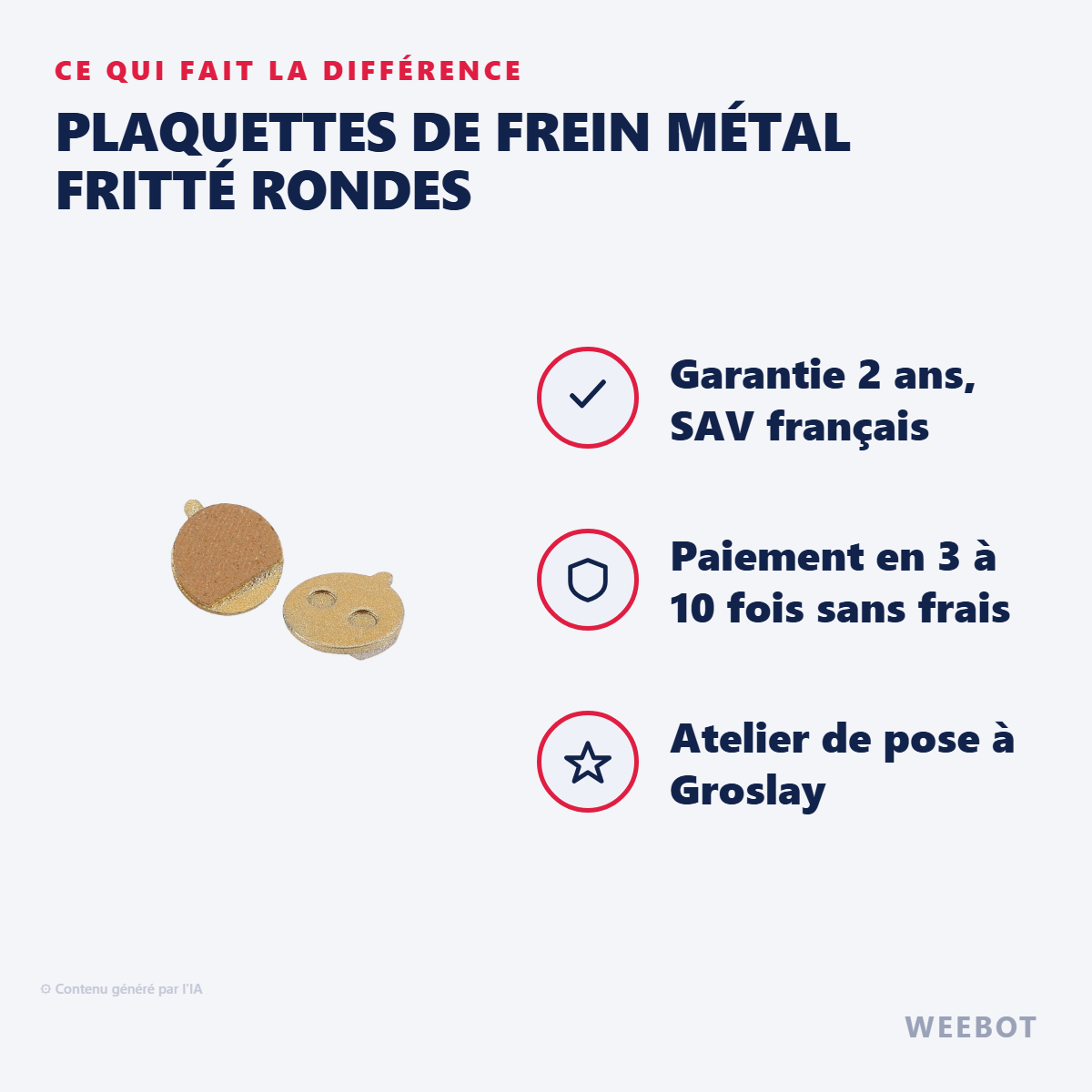 Plaquettes de Frein Métal Fritté Rondes : les points forts