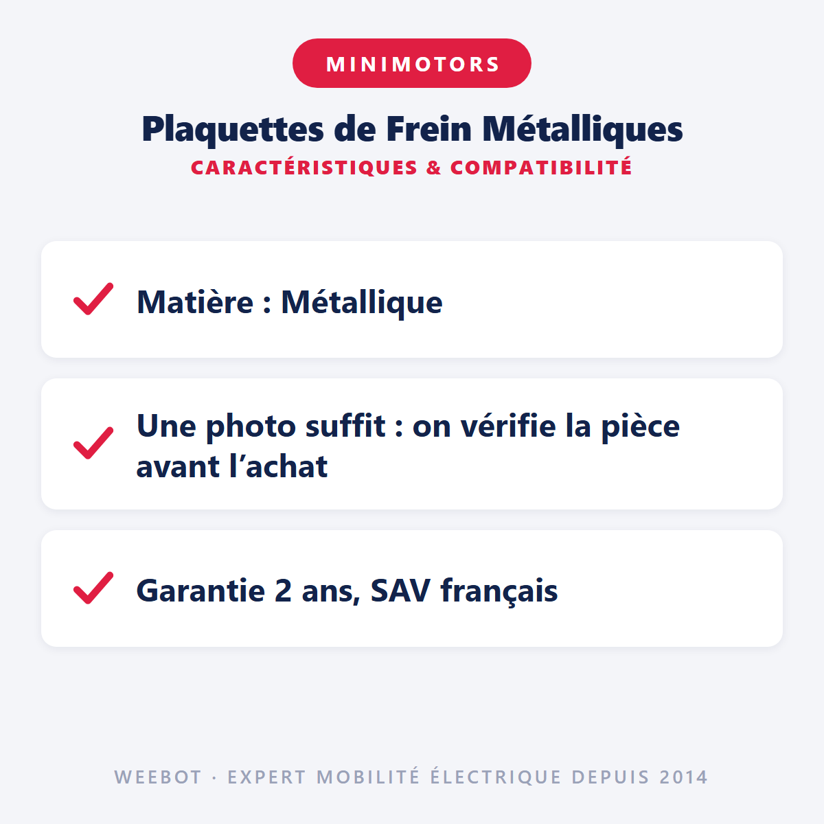 Plaquettes de Frein Métalliques : caractéristiques et compatibilité