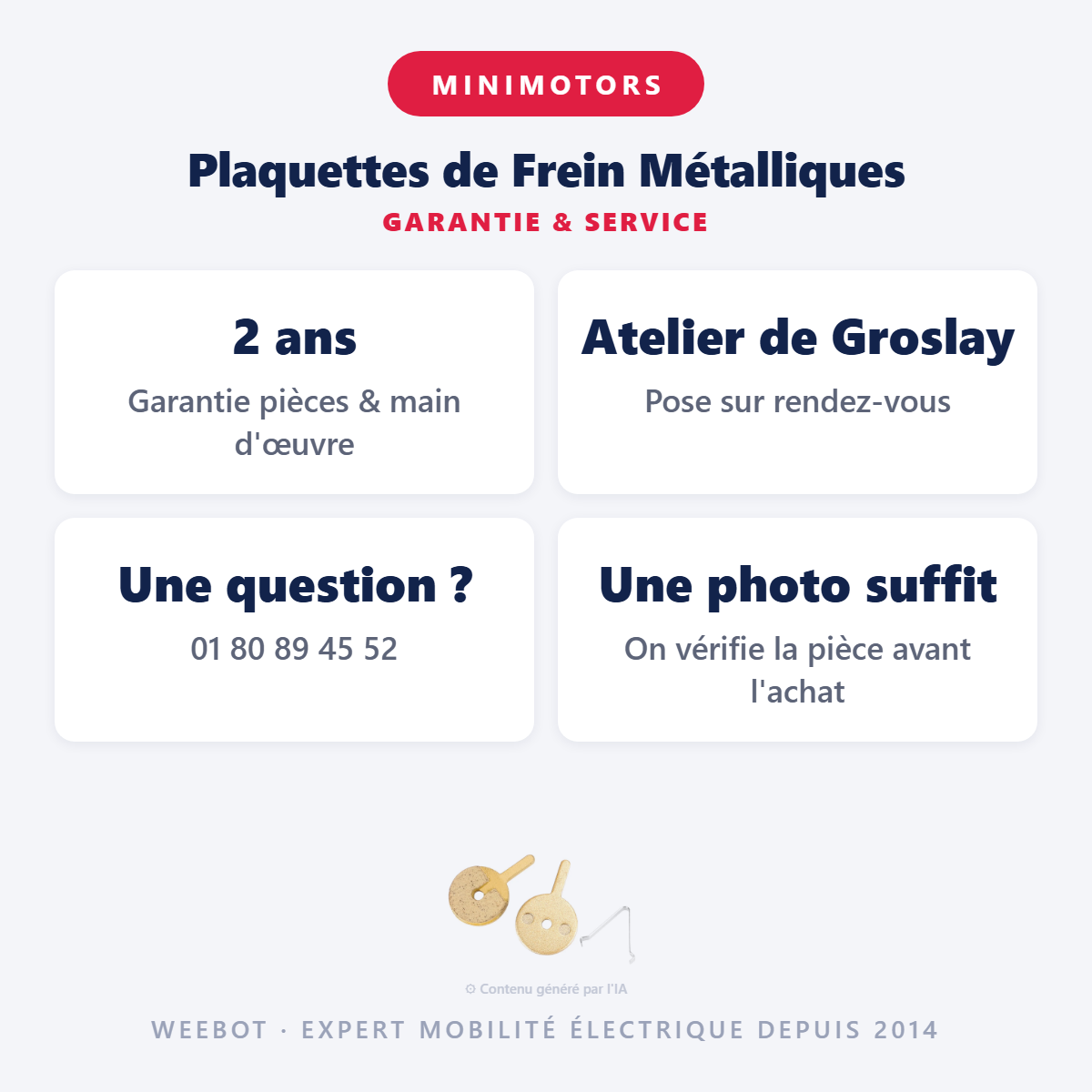 Plaquettes de Frein Métalliques : garantie 2 ans et service après-vente