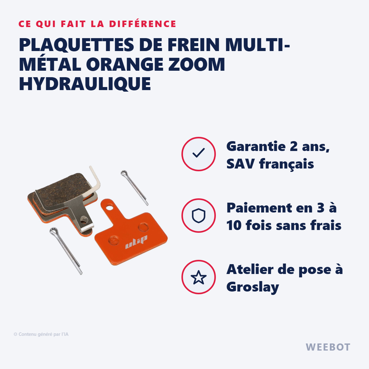 Plaquettes de Frein Multi-Métal Orange ZOOM Hydraulique : les points forts