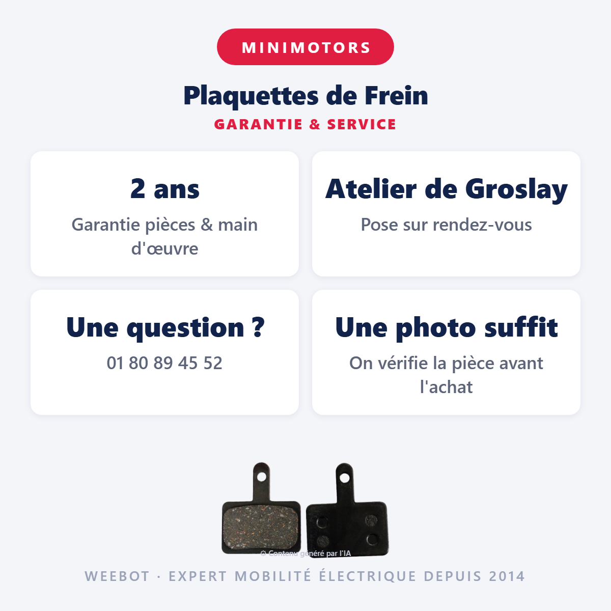 Plaquettes de Frein : garantie 2 ans et service après-vente