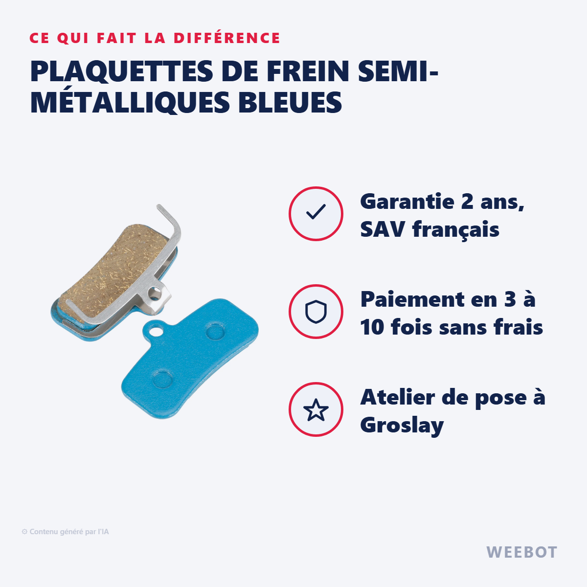 Plaquettes de Frein Semi-Métalliques Bleues : les points forts