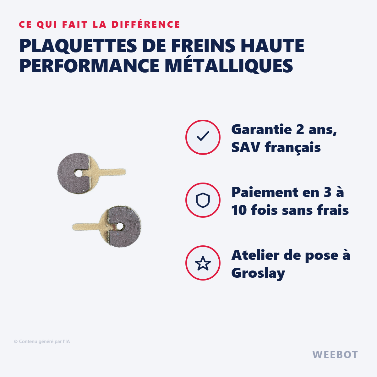 Plaquettes de Freins Haute Performance Métalliques pour Trottinette Électrique Speedway et Dualtron - Weebot