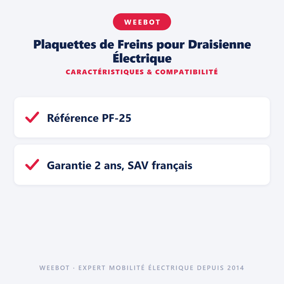 Plaquettes de Freins pour Draisienne Électrique - Weebot