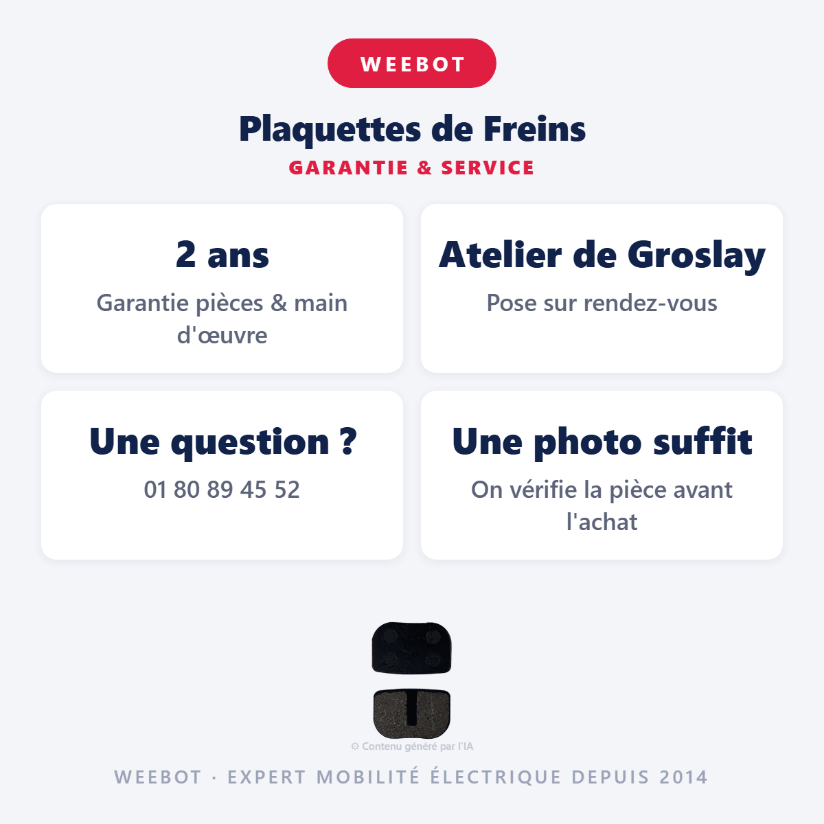 Plaquettes de Freins pour Trottinette Électrique Eroad - Weebot