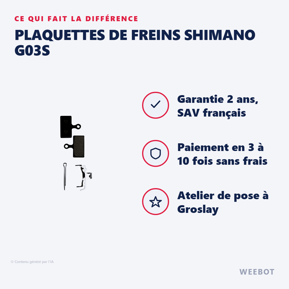 Plaquettes de Freins Shimano G03S pour Trottinette Électrique - Weebot