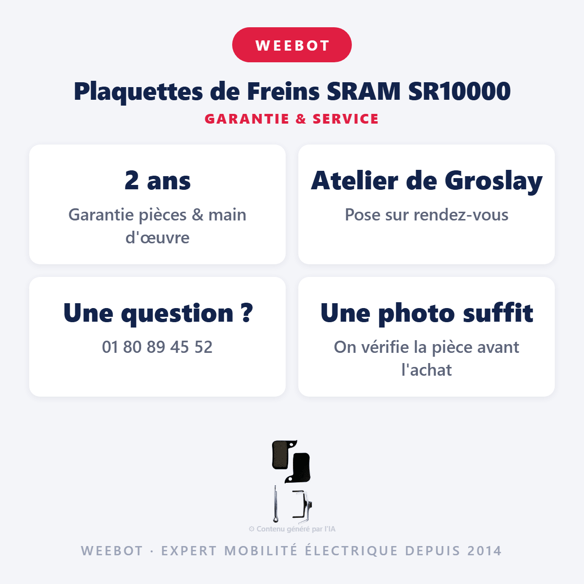 Plaquettes de Freins SRAM SR10000 pour Trottinette Électrique - Weebot