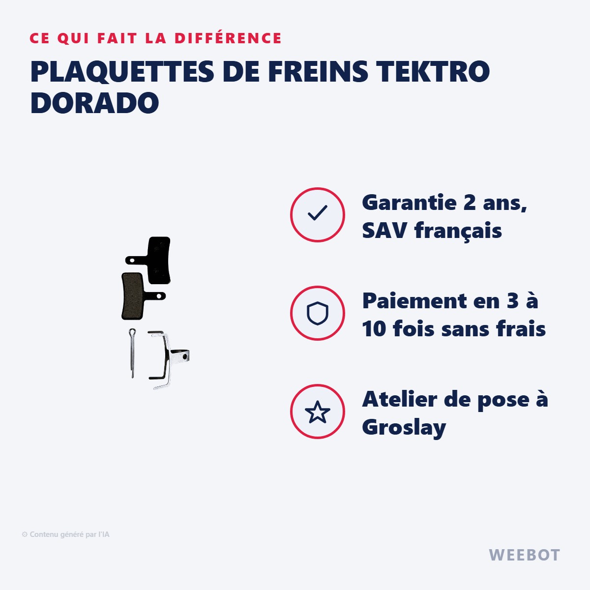 Plaquettes de Freins Tektro Dorado pour Trottinette Électrique - Weebot