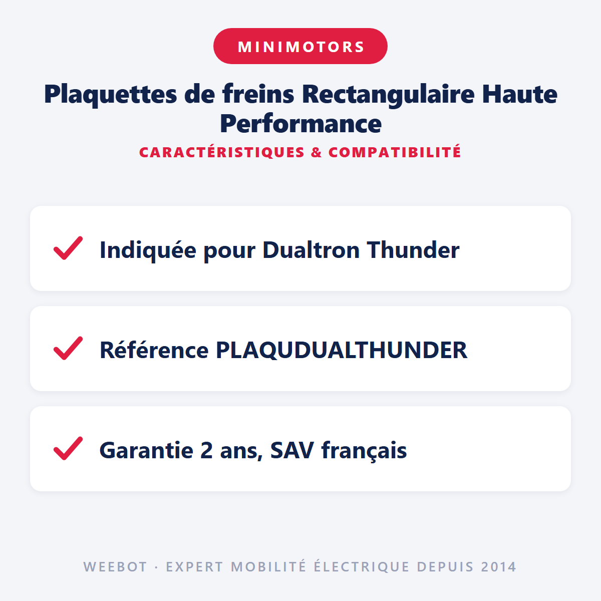 Plaquettes de freins Rectangulaire Haute Performance : caractéristiques et compatibilité