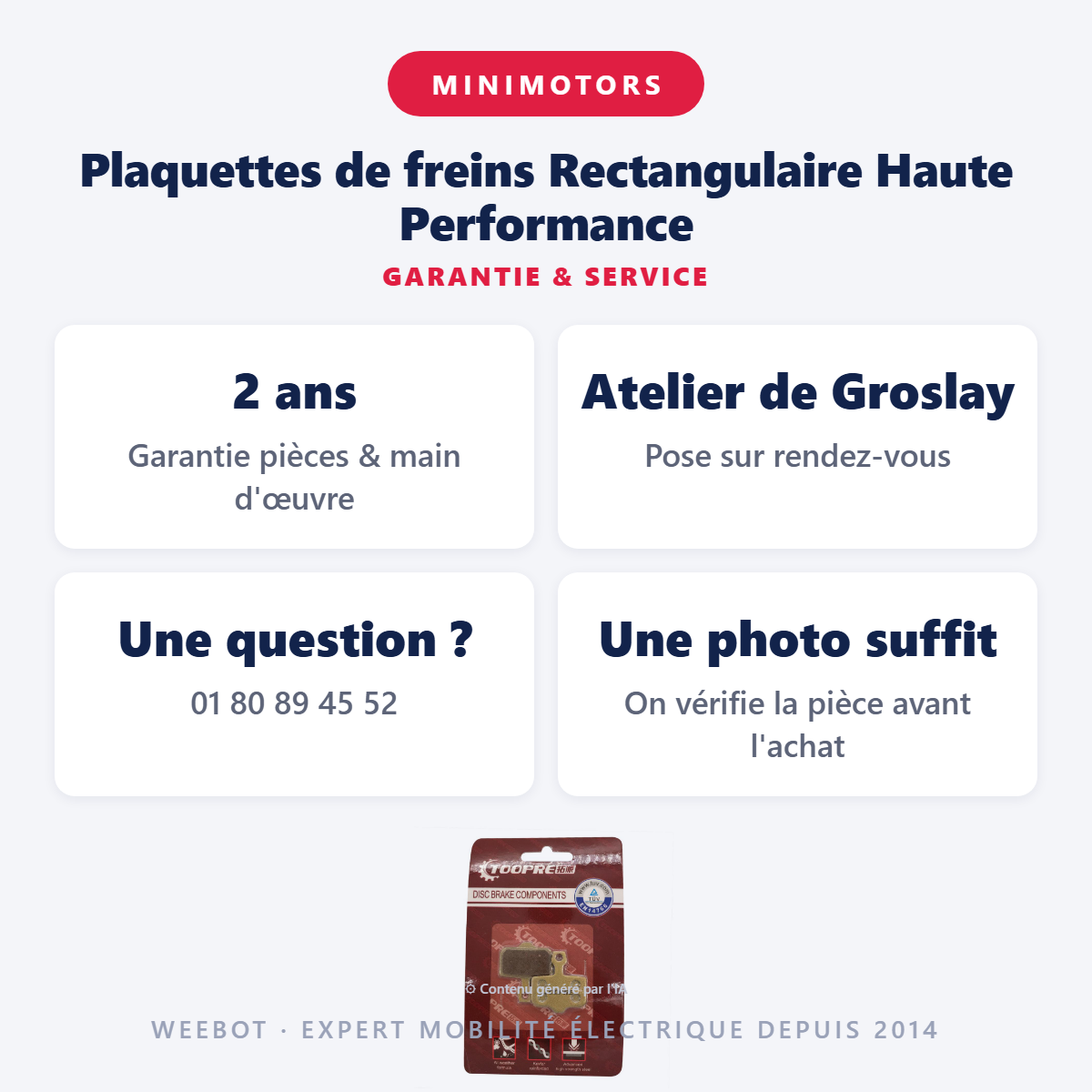 Plaquettes de freins Rectangulaire Haute Performance : garantie 2 ans et service après-vente