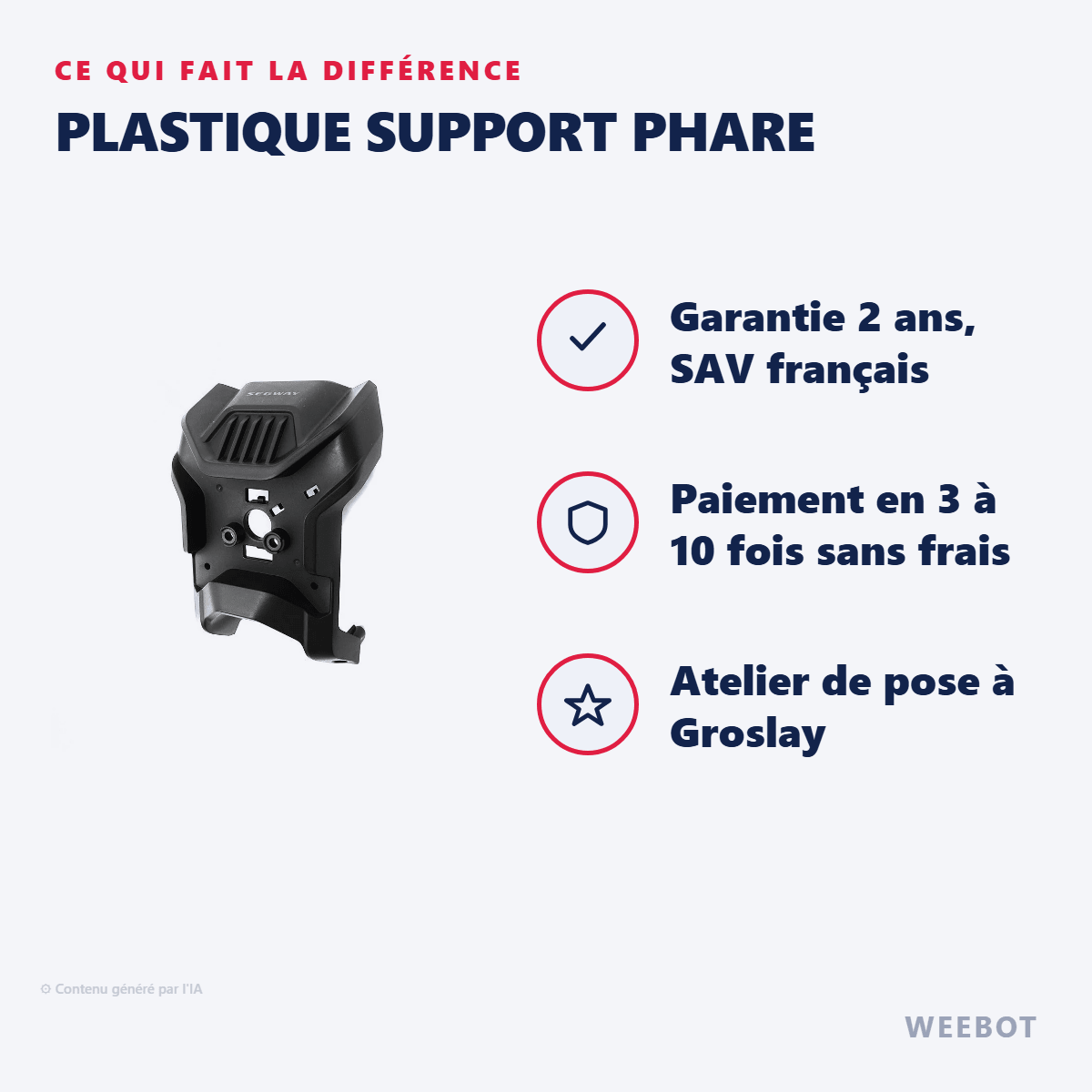 Plastique Support Phare Pour Trottinette Électrique Ninebot Segway ZT3 Pro - Weebot